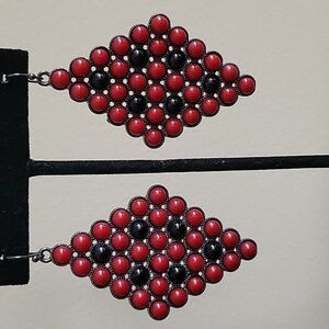 Black and red statement jewelry earrings